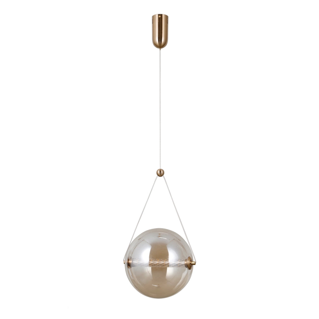 Sospensione Italux Rastia vetro ambra ottone LED 12W