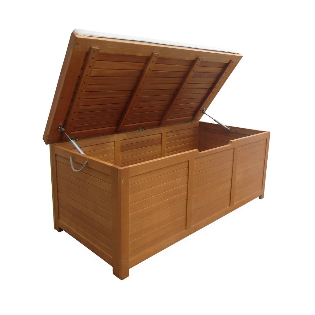 Cassapanca da giardino in legno 200l con martinetti, marrone naturale