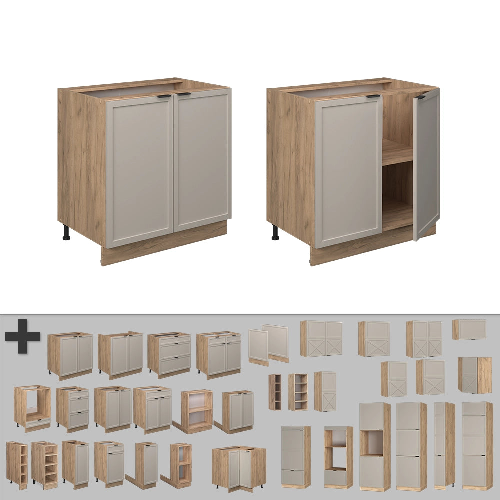 Vicco Mobiletto base cucina GrigioBeige 80 cm con ripiano, senza piano di lavoro
