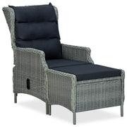 Set Pranzo da Giardino 9pz con Cuscini Polyrattan Grigio Chiaro 3060160