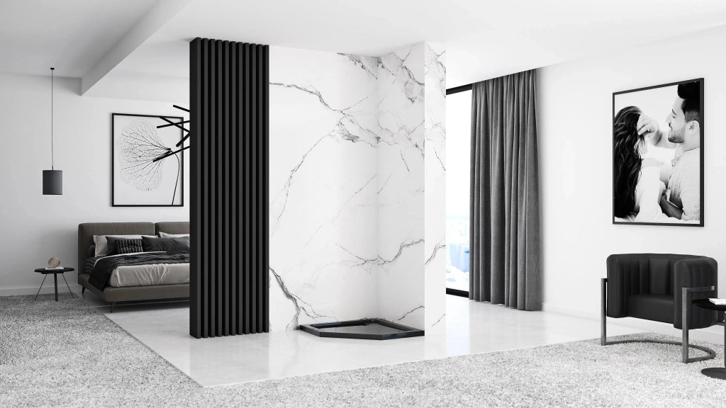 Piatto Doccia Acrilico Rea Diamond Black 90x90