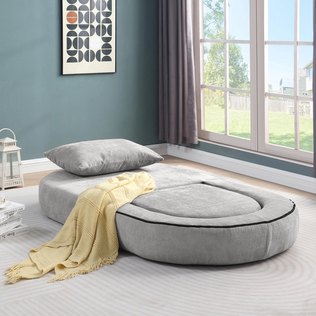 DIVANO MODULARE Minimalista in Chenille Grigio Chiaro