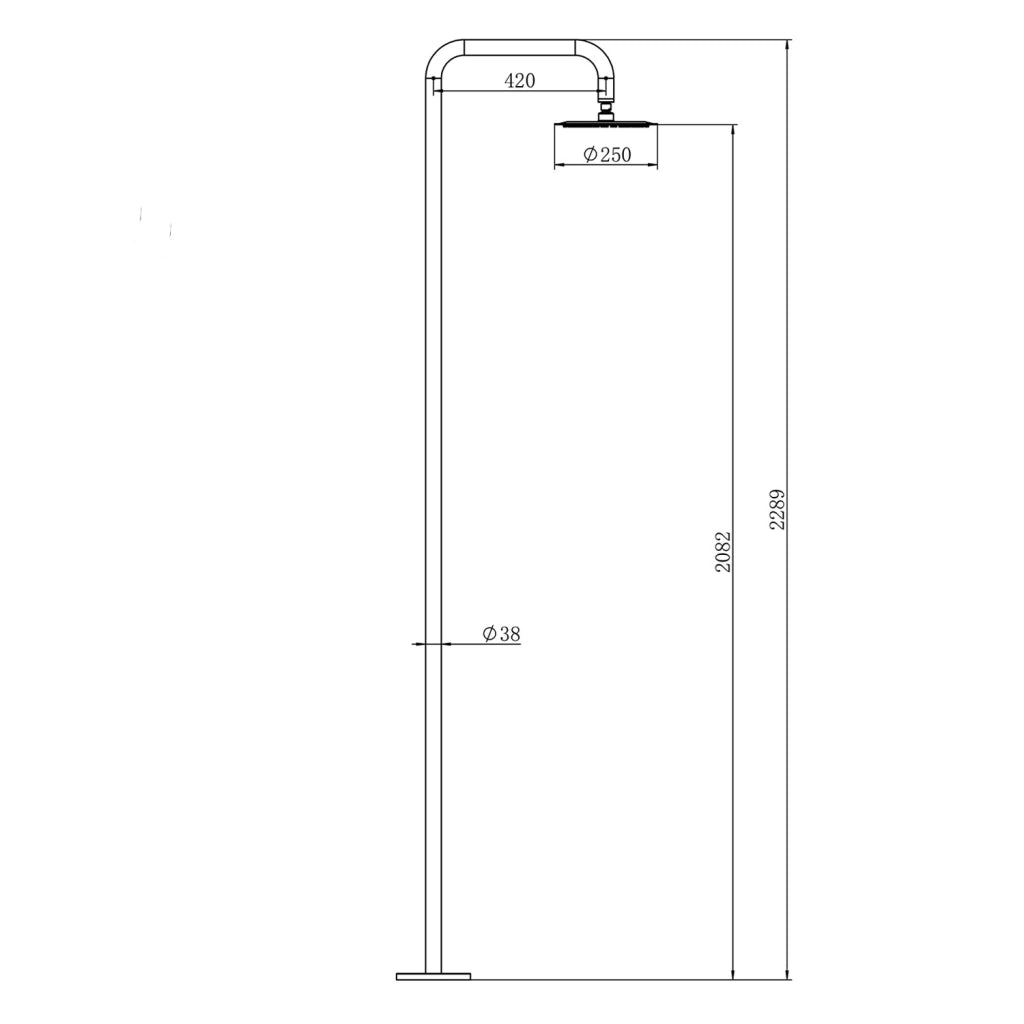 MPC Doccia Piscina Professionale in Acciaio Inox 316L Colore Inox con Soffione 25 cm Anticalcare Predisposta per Gettoniera o Elettrovalvola Ingresso Acqua dal Basso MX3038T-INOX