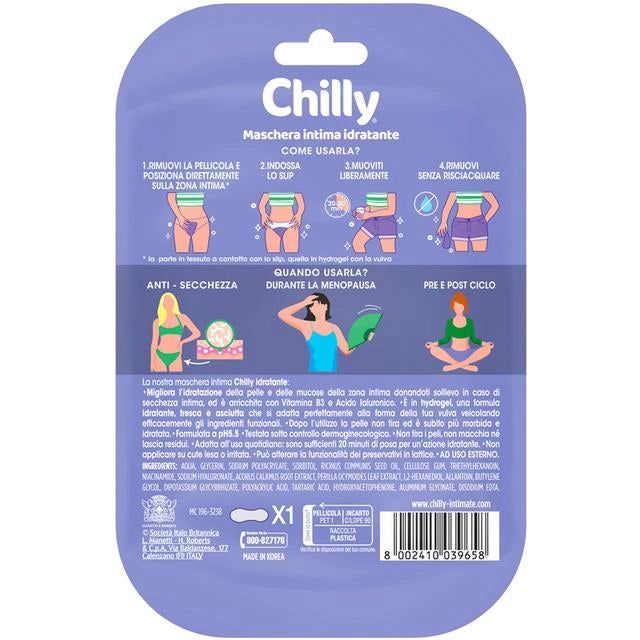 CHILLY MASCHERA INTIMA IDRATANTE IDEALE IN CASO DI SECCHEZZA CON VITAMINA B3 E ACIDO IALURONICO PH5.5 CLINICAMENTE TESTATO X1