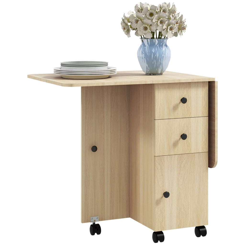 Tavolo Pieghevole con Cassetti e Armadietto ¨C Zephmum ¨C Legno 120x60x76.5 cm