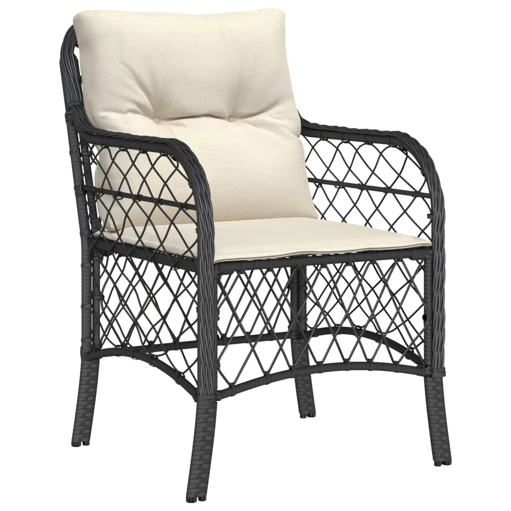 Set da Pranzo da Giardino 5 pz Nero con Cuscini in Polyrattan 3212037