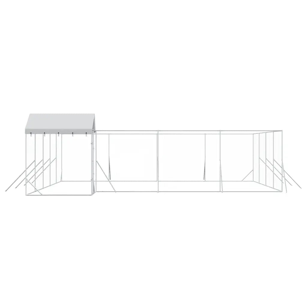 Cuccia Cani da Esterno Tetto Argento 10x8x2,5 m Acciaio Zincato 3190473