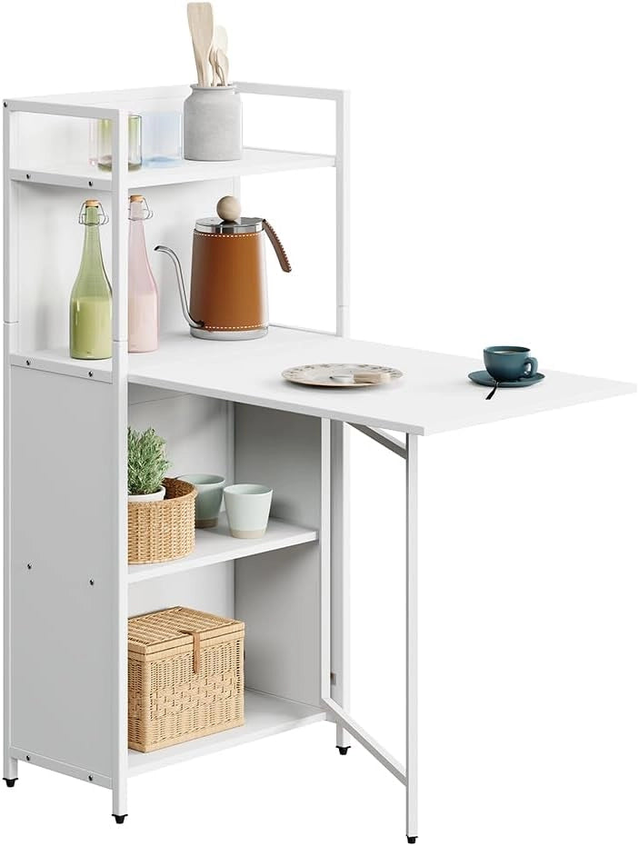 Scrivania Savio, Bianco, 57 x 30 cm con piano del tavolo pieghevole, utilizzabile come tavolo a parete pieghevole con ripiani