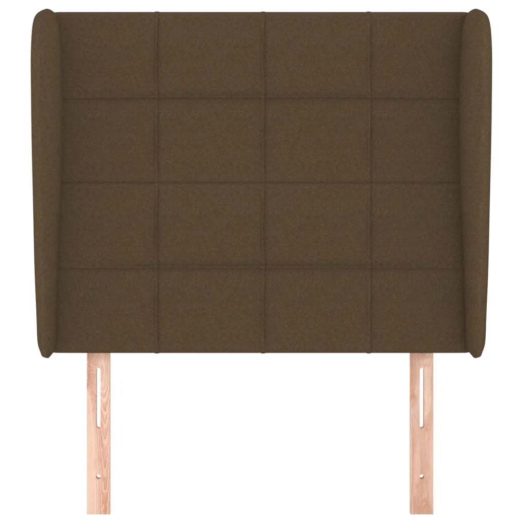 Testiera ad Orecchio-Testata con Orecchie Marrone Scuro 93x23x118/128 cm in Tessuto 239279