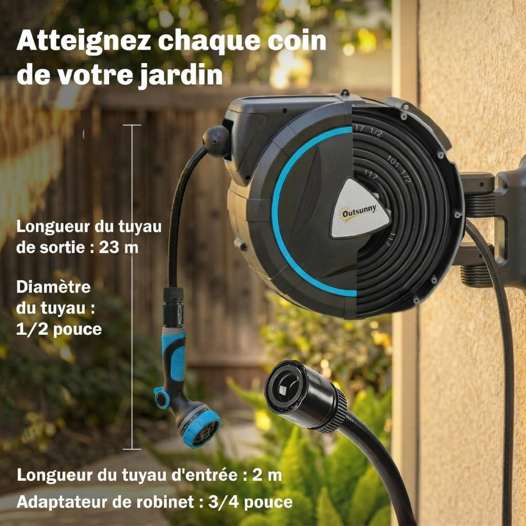 Avvolgimento Automatico Parete Irrigazione 23+2m ¨C Zephmum ¨C Blu 55x31x50cm