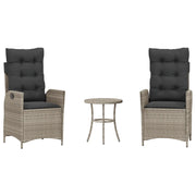 Set da Bistr¨° 3 pz | Set Salotto da Giardino con Cuscini Grigio Chiaro in Polyrattan