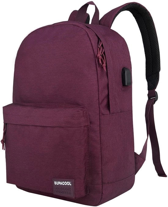 Borsa da spalla leggera per laptop 15,6 pollici per uomo e donna, borsa per studenti (rosso bordeaux)