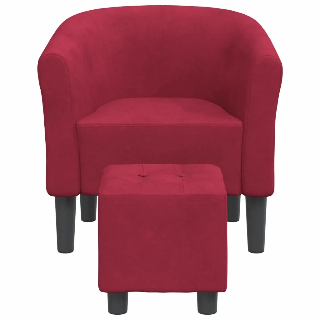 Poltrona | Sedia Relax Cabriolet con Poggiapiedi Rosso Vino in Velluto
