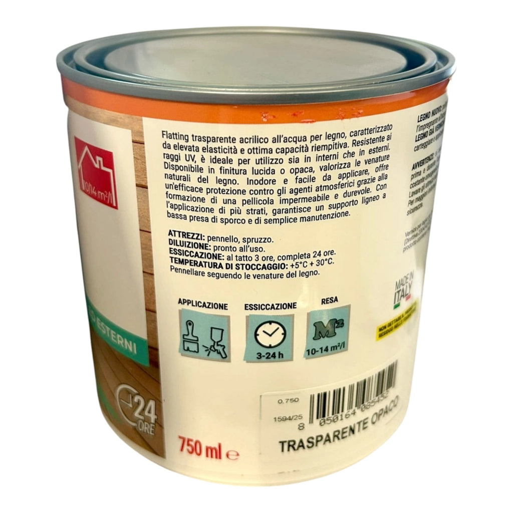 Flatting Acqua Workit Opaco 750 ml Protettivo Trasparente per Legno ad Alte Prestazioni