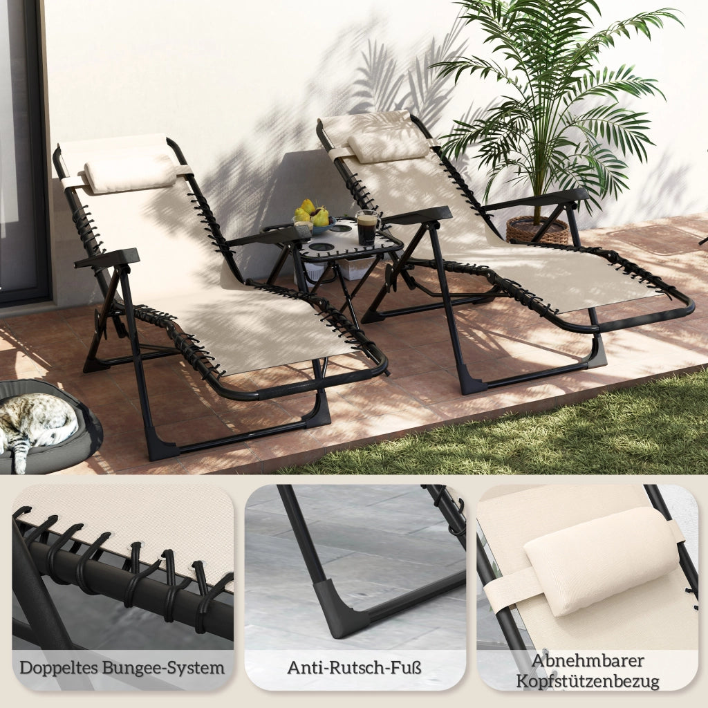 Set Lounge Relax Giardino ¨C zephmum ¨C Grigio 90x56x110 cm