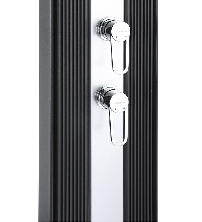 Doccia Solare Ibrida da Giardino 40L Miscelatore e Doccetta Lavapiedi Antracite/Alluminio