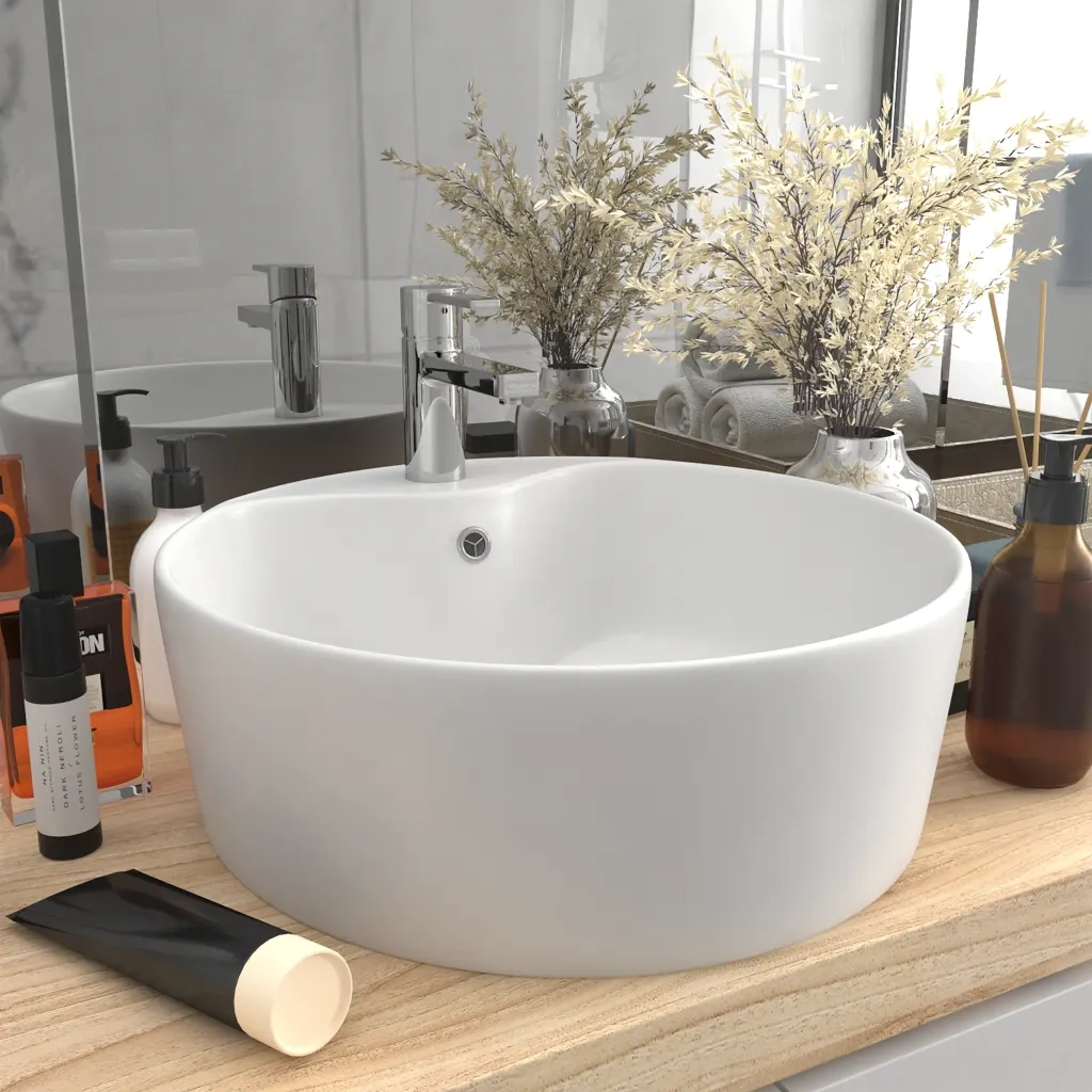 Lavandino con Troppopieno Bianco Opaco 36x13 cm in Ceramica cod mxl 40471