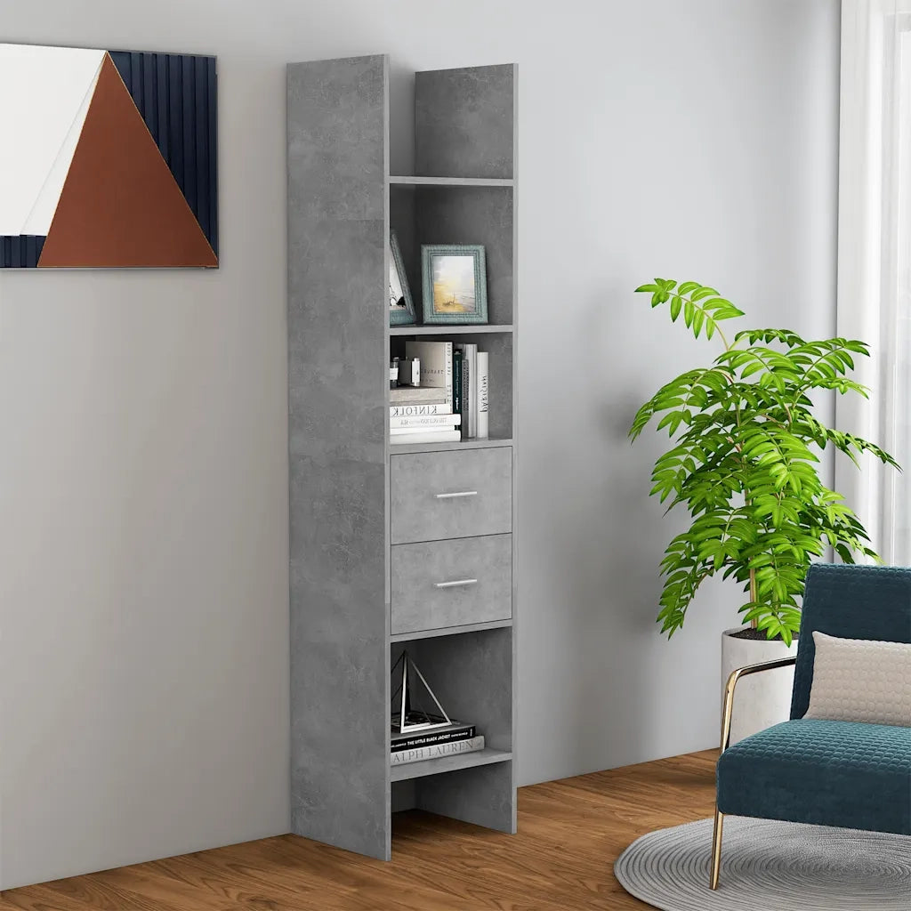 Libreria-Scaffale per Libri-Mobile di Stoccaggio Grigio Cemento 40x35x180 cm in Legno Multistrato 209802