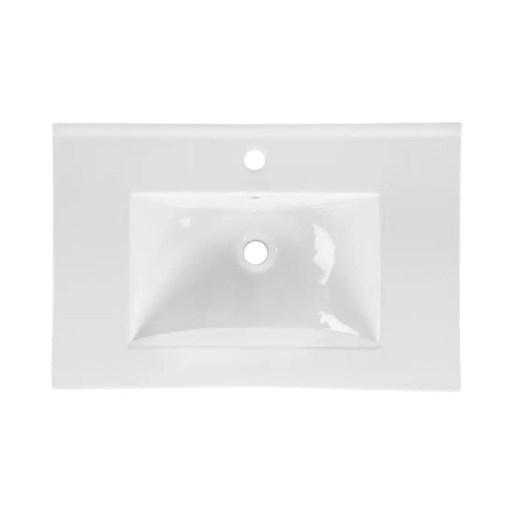 Set bagno sospeso OSTER 80cm: mobile sottolavabo con cassetti verde salvia + lavabo incassato bianco
