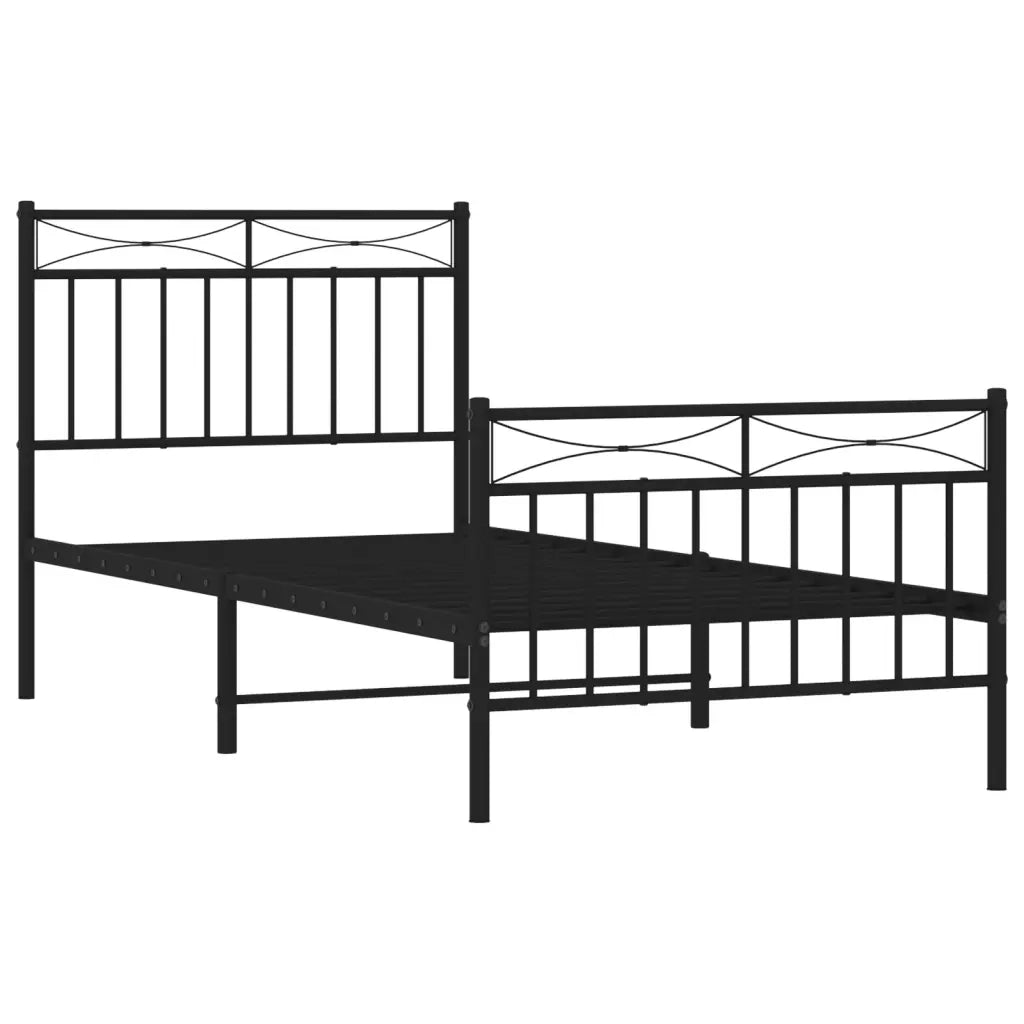 Giroletto con Testiera e Pediera Metallo Nero 90x200 cm 373702