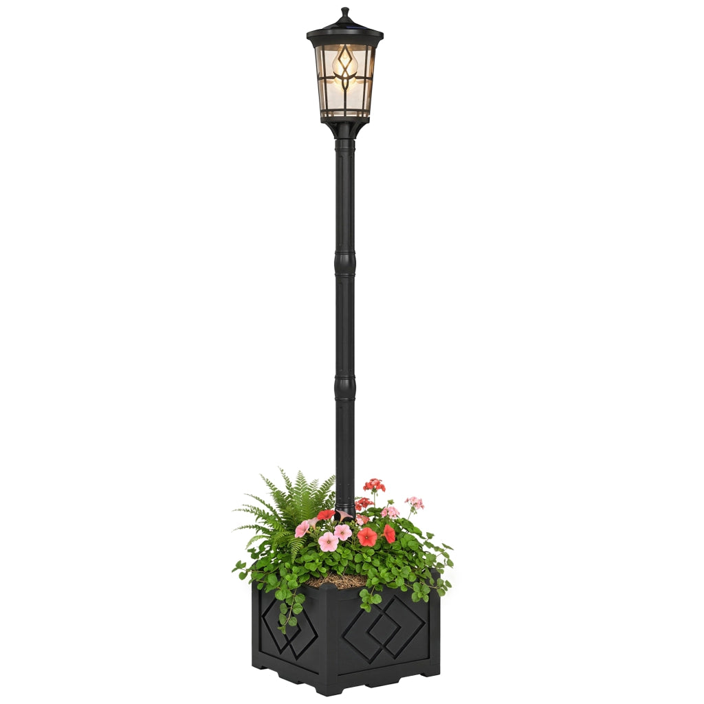 Lampada Solare da Giardino con Vaso ¨C Zephmum ¨C 2 Luci 100/50 lm IP44 Nero