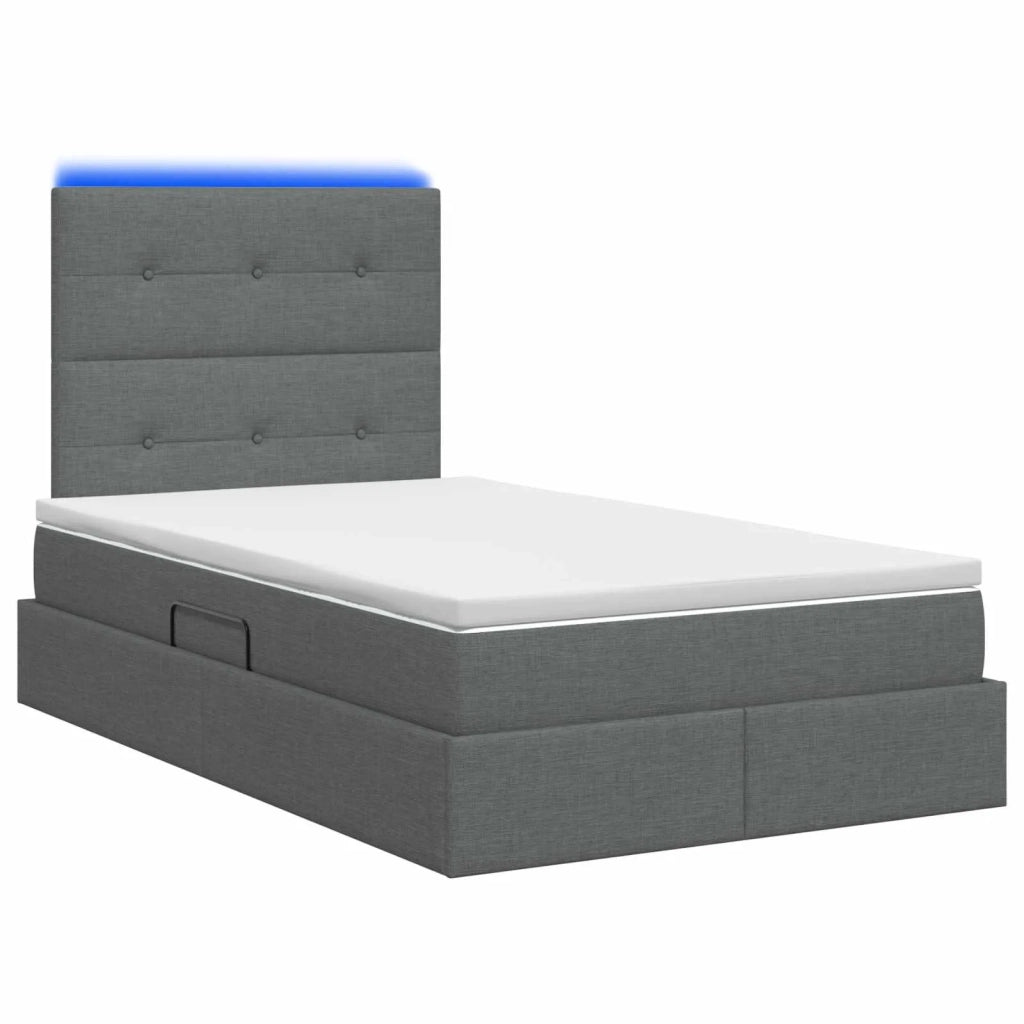 Letto con contenitore LED e materasso Grigio Scuro 120 x 200 cm 3459937