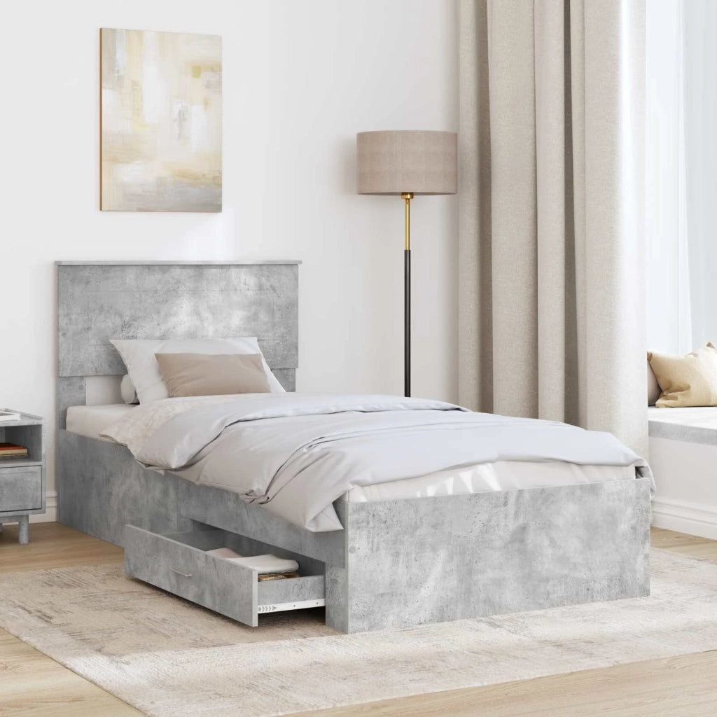 Struttura del letto con testiera-Giroletto con Testiera Grigio cemento 100 x 200 cm 736256