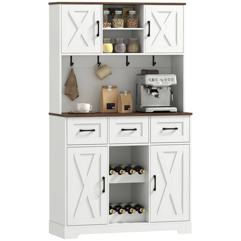 Armadio Cucina con Porte e Cassetti ¨C zephmum ¨C Bianco 100x38x172 cm