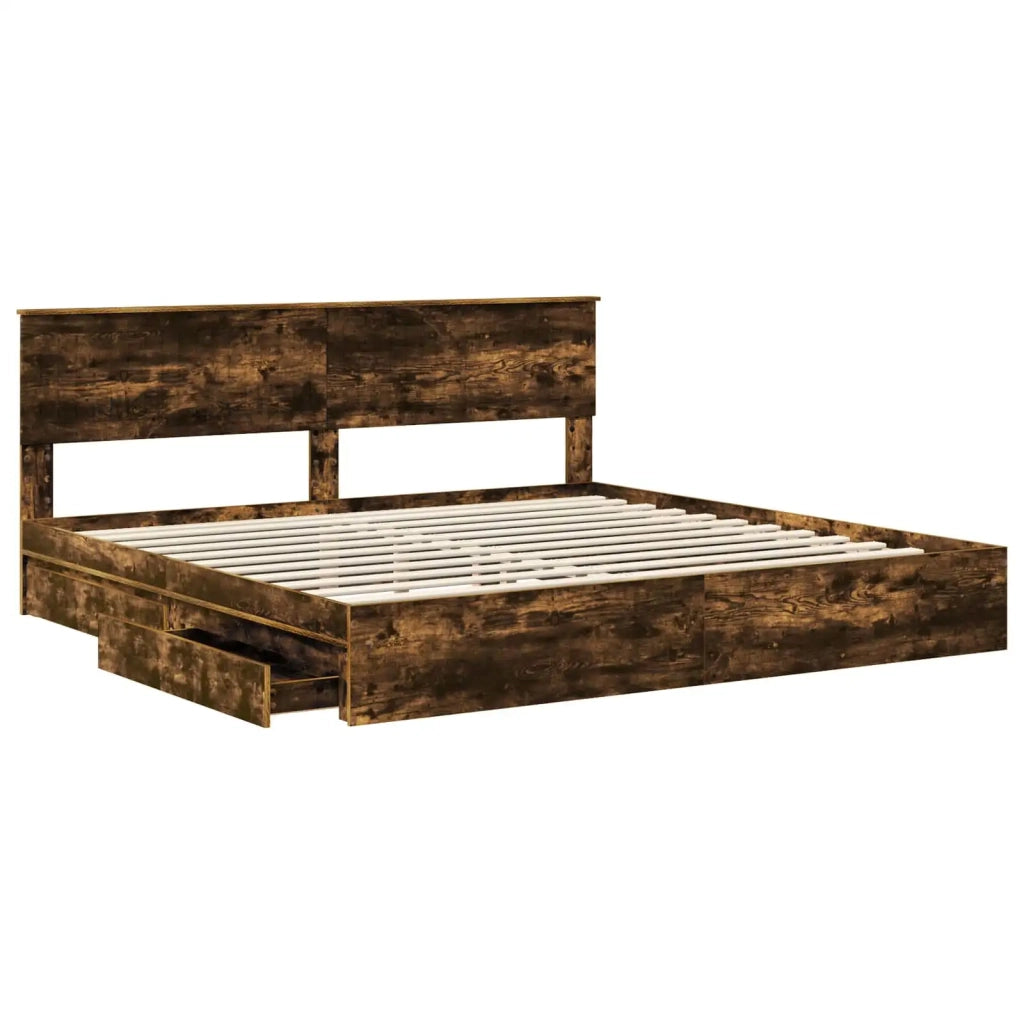 Letto con Contenitore con testiera Rovere fumé 180 x 200 cm