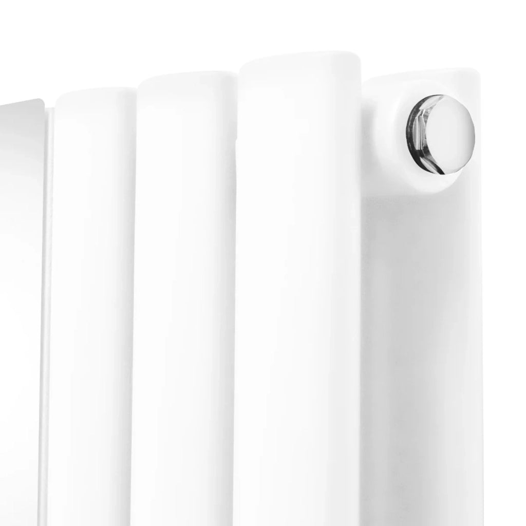 Radiatore e Valvole Cromate a Specchio Pannelli Ovali - 1800mm x 500mm - Bianco