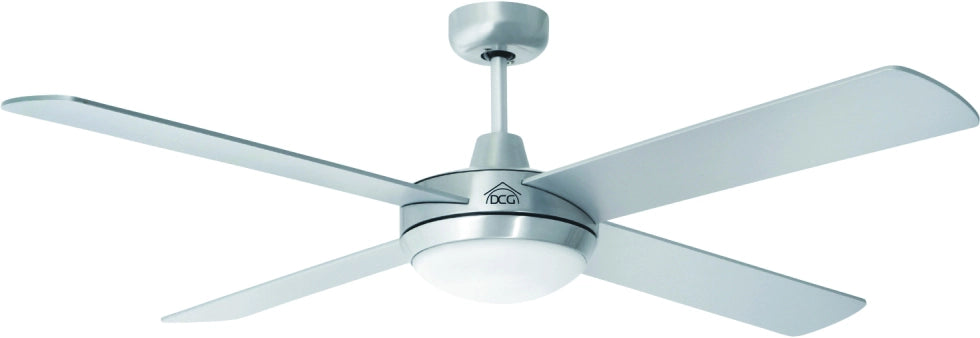 VENTILATORE DA SOFFITTO CON 4 PALE IN LEGNO CON LUCE E TELECOMANDO 60 W Ø cm. 132 Col. Silver
