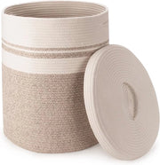 Cesta di Rete di Cotone con Coperchio 58L - Cesta di Rete Pieghevole per Stoccaggio per Salotto, Camera da Letto o Bagno - Ideale per Piumoni, Coperte, Asciugamani - 38 x 51 cm