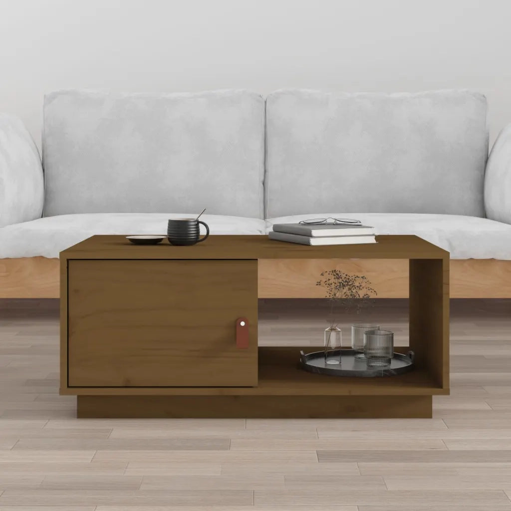 Tavolino da Salotto ambra 80x50x35,5 cm Legno Massello di Pino 818263