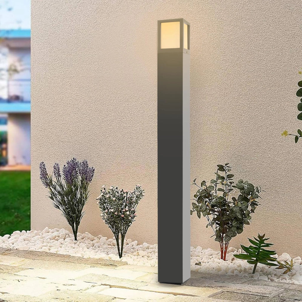 FACADO II ANGULAR Lampione da giardino lampada LED E27 IP65 palo luminoso moderno luce esterni sentiero viale 230V 100cm Grigio scuro diffusore opaco