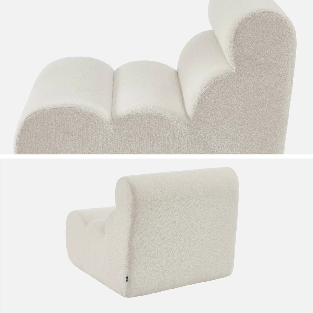 Divano modulare bouclé, 2 posti, bianco