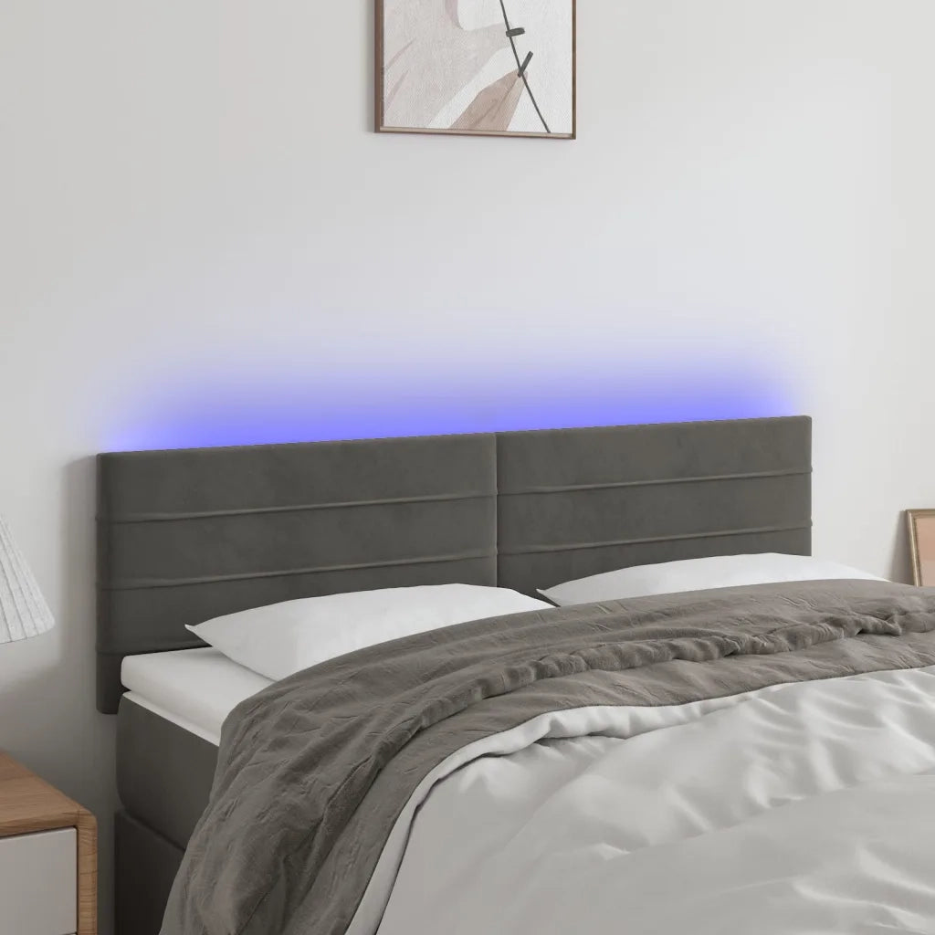 Testiera | Testata a LED Grigio Scuro 144x5x78/88 cm in Velluto
