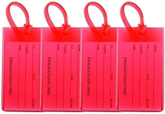 Etichette di bagaglio flessibili 4 pezzi - colore rosso chiaro
