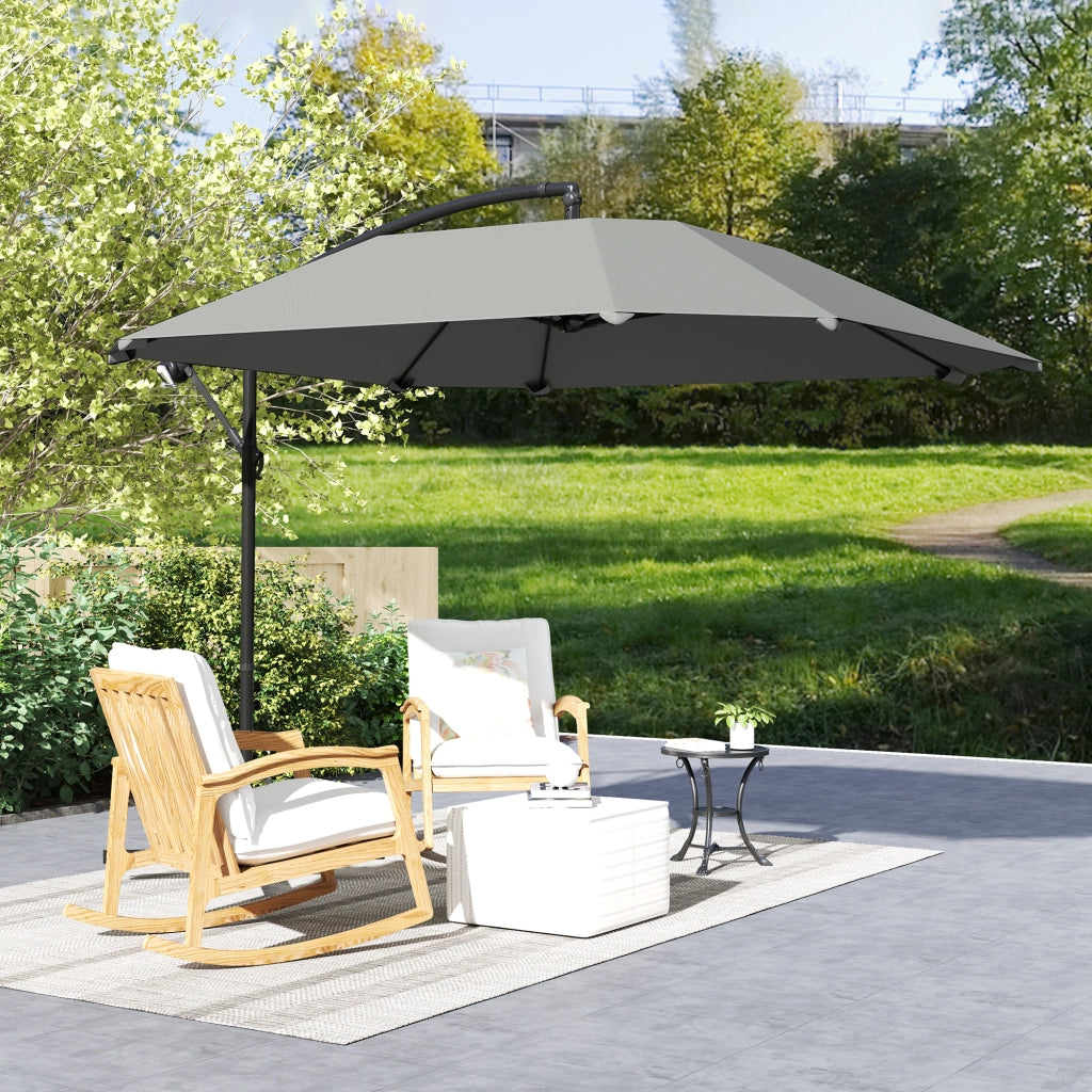 Ombrellone da Giardino Inclinabile 3m ¨C zephmum ¨C Grigio Fondo Base Manovella