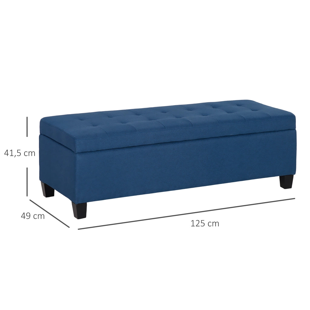 Poltrona con vano contenitore e rivestimento in tessuto blu ¨C Minimal ¨C 125x49x41 cm
