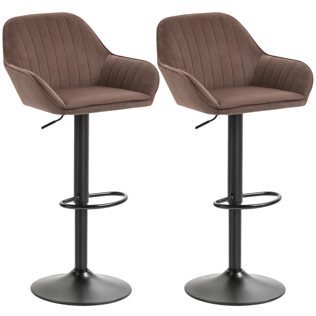 Sgabelli da Bar Girevoli con Altezza Ajustable e Schienale ¨C Zephmum ¨C Velluto Marrone 62-83 cm