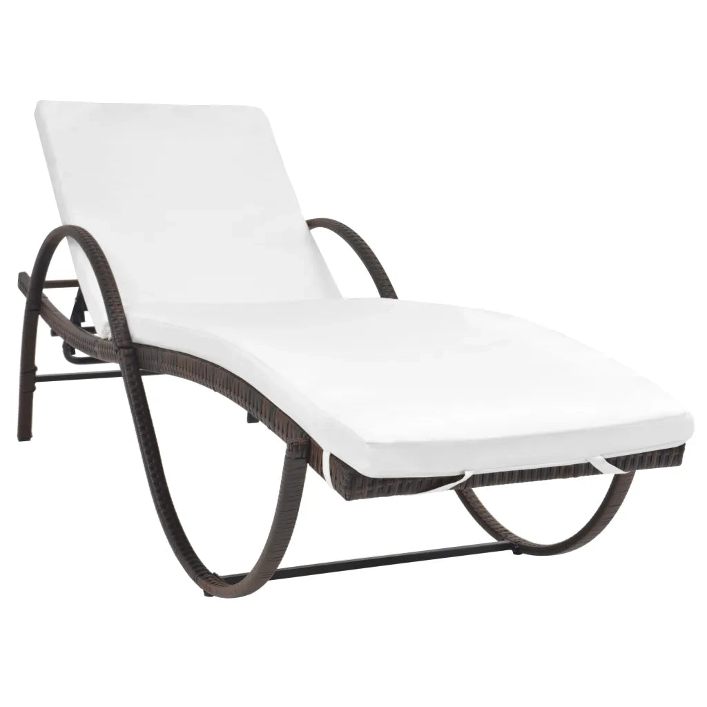Lettini Prendisole 2 pz | Sdraio da giardino | Lettino da sole con Tavolo in Polyrattan Marrone