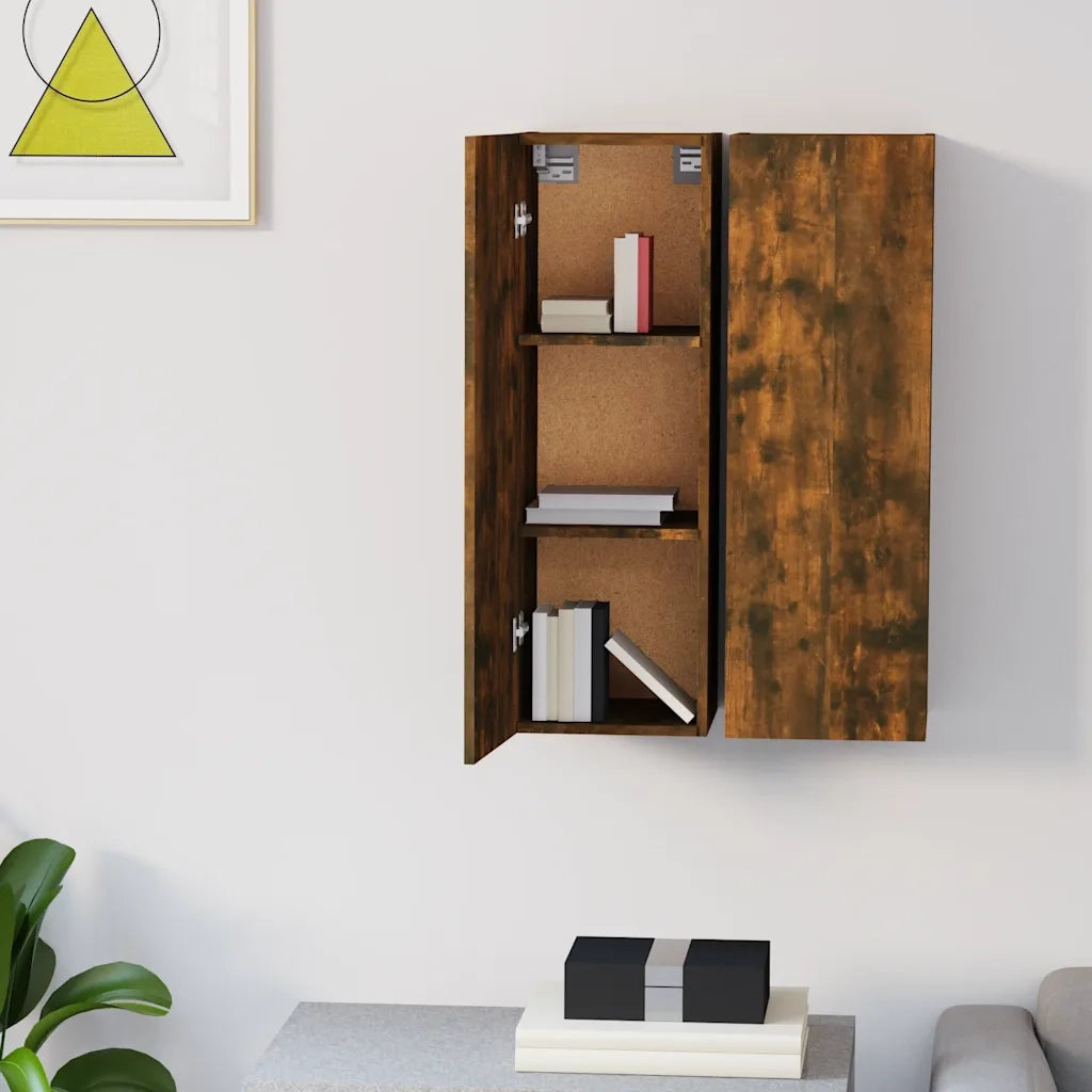 Mobili TV 2 pz Rovere Fumo 30,5x30x90 cm in Legno Multistrato 815748