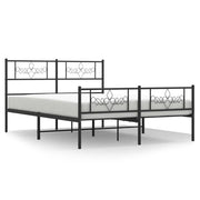 Letto matrimoniale | Letto per adulti | Giroletto con Testiera e Pediera Metallo Nero 120x200 cm