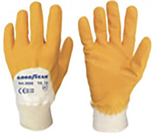 Goodyear guanti in cotone e nitrile taglia 9 colore giallo/bianco, guanti da lavoro