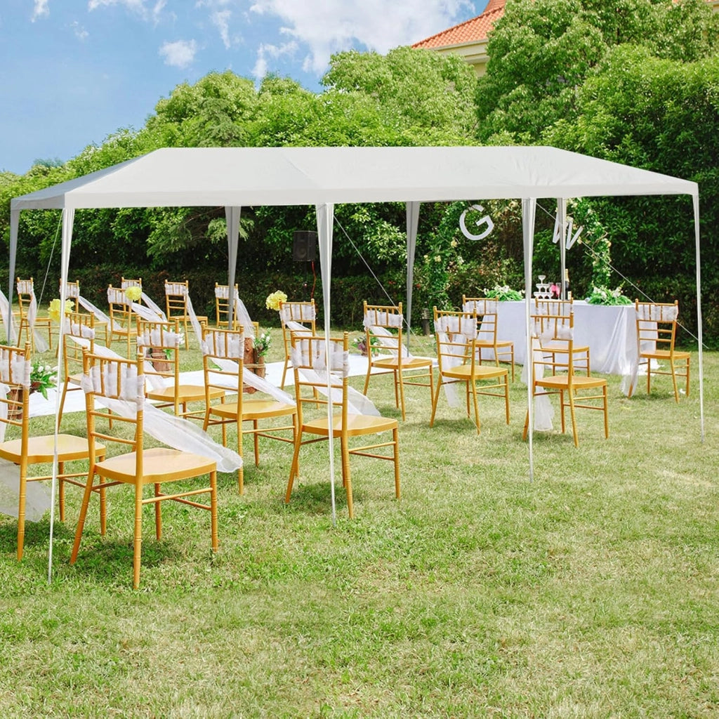 Gazebo da Giardino 3 x 9 m, Tendone per Feste con Struttura in Metallo, Impermeabile e Protezione UV, per Feste, Barbecue, Giardino e Spiaggia (3 x 9 m)