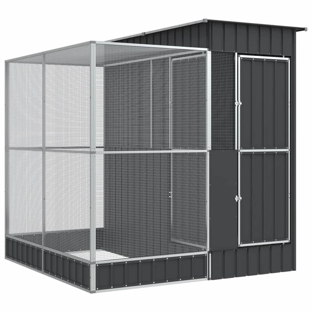 Voliera a gabbia con estensione in argento 209 x 203 x 216 cm acciaio argento 02_0045651