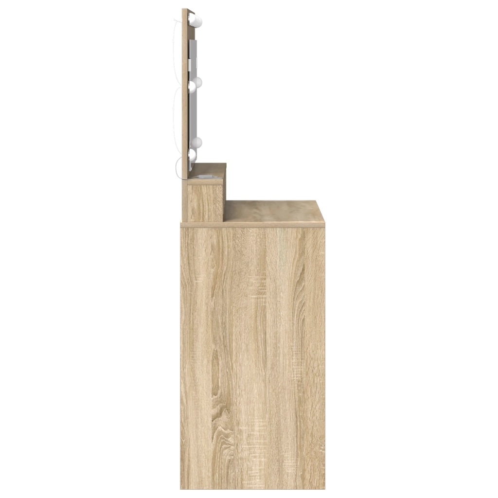 Tavolo da trucco con luci LED Rovere Sonoma 79x41x135 cm di