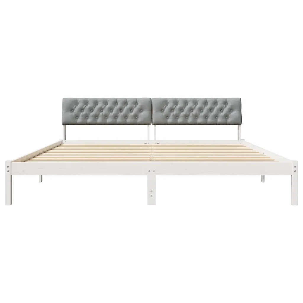 Struttura del letto-Giroletto-Rete del Letto Bianco e grigio chiaro 200 x 200 cm 166735