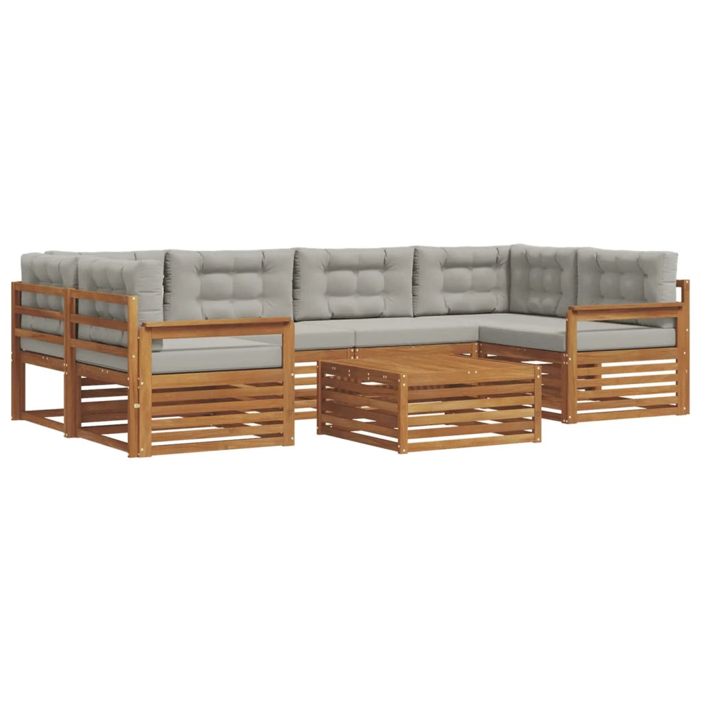 Set di divani da esterno 7 pcs Grigio Naturale e Chiaro 3373086