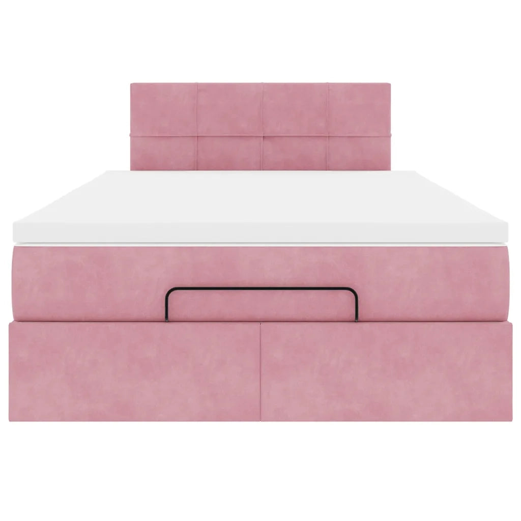 vidaXL Pouf Letto con Materasso Rosa 120x190 cm Velluto